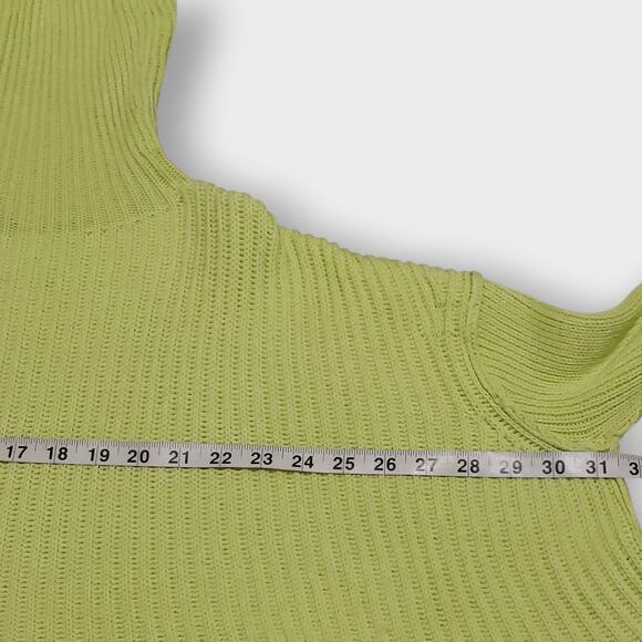 Free People Layer Cake Sweater Key Lime Green Sz XS Ribbed Asymmetric Turtleneck - Picture 11 of 13